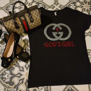 Resetued Graphic Rhinestone Tee